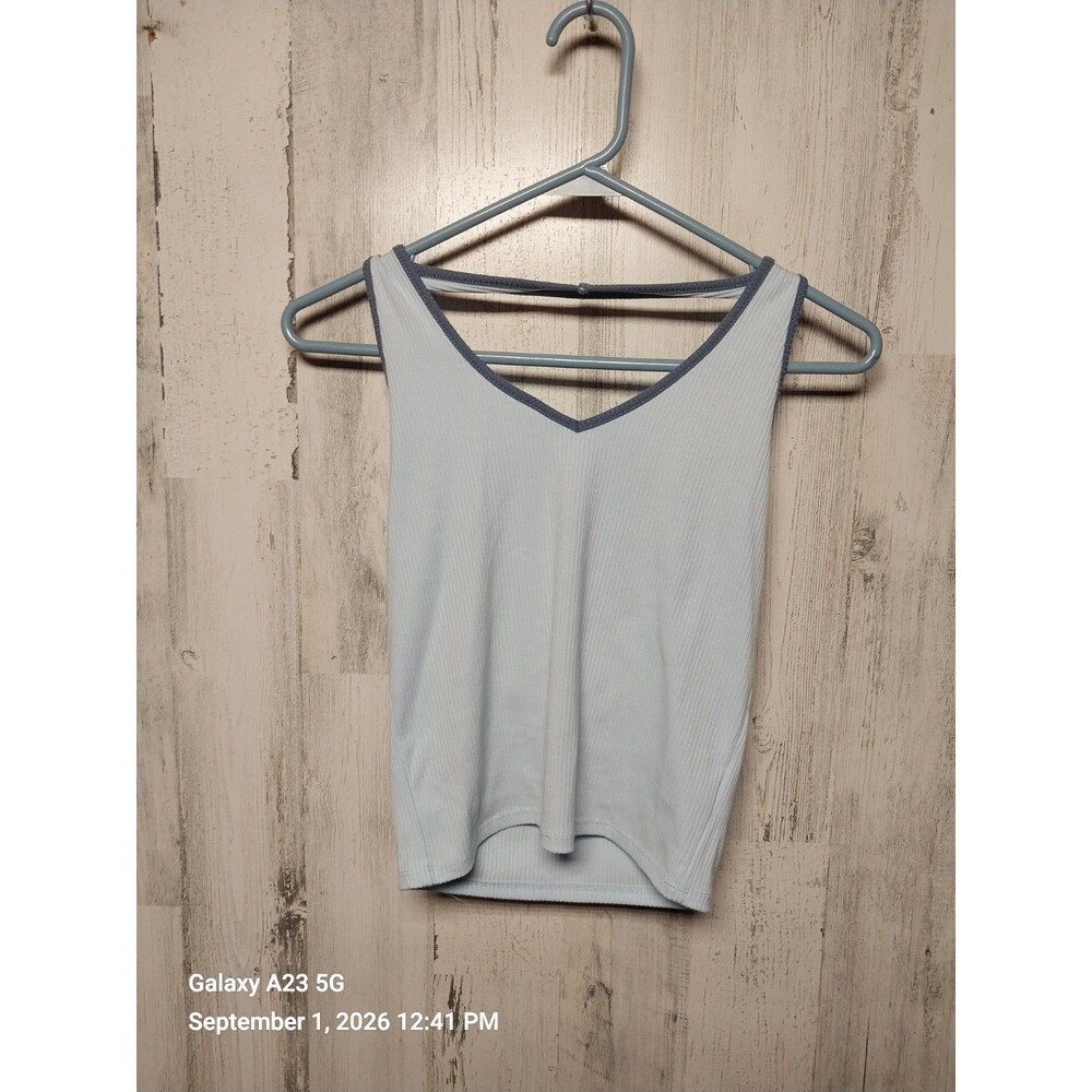 American Eagle Halter Top Womens Small Blue Ribbed Stretch Crop Tank